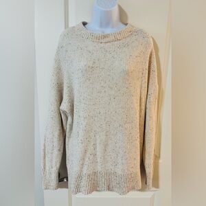 Old Navy Speckled Cream Crewneck Tunic Sweater